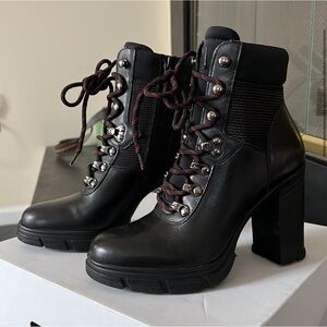 Aldo Black Lace Up Boots with Chunky Heel